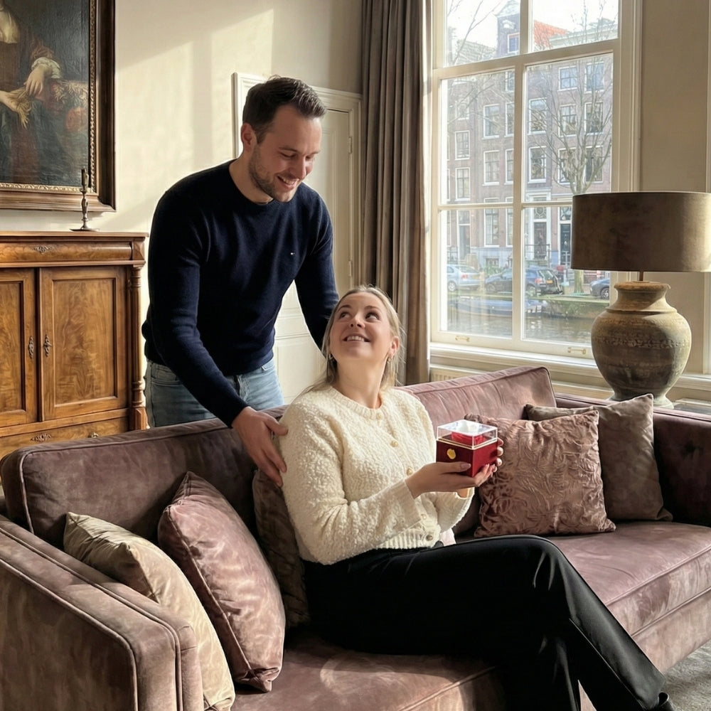 Mi Amore Rose & Vergulde 925 Zilveren Hartjesketting